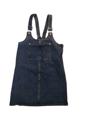 Re Generation Denim Womans Mini Overall Dress Size XS with Front Pocket Zipper